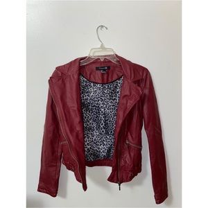 Faux Maroon Leather Jacket